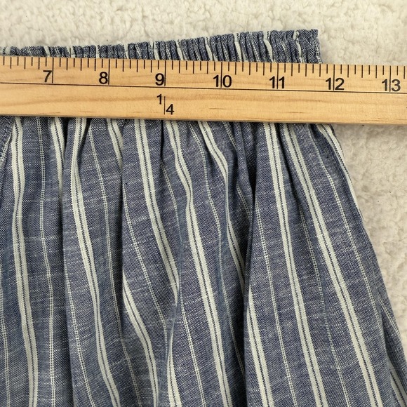 Uniqlo Lounge Pants Women Medium Blue Striped Chambray Elastic Capri Lightweight - Picture 5 of 6